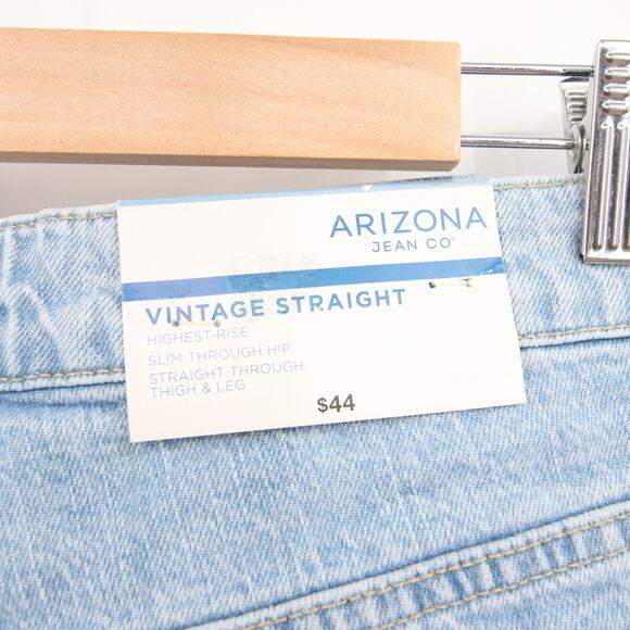Arizona Jeans Light Wash Blue Distressed Raw Hem High Rise Vintage Straight 15 - Picture 10 of 14